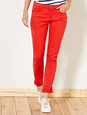Calças slim elásticas com 5 bolsos - Kiabi