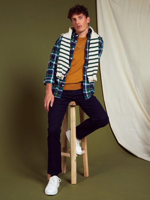 Calças slim em jacquard - Kiabi