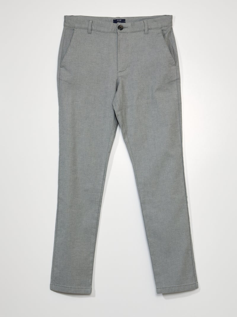 Calças slim em jacquard VERDE - Kiabi