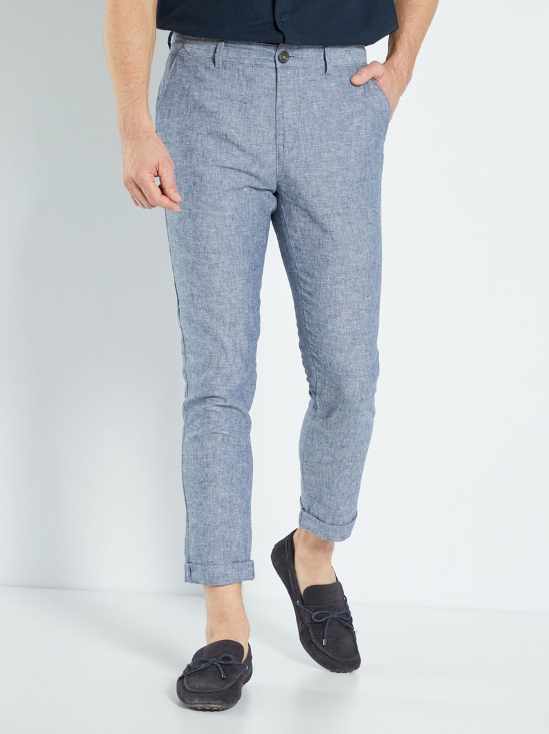 Calças slim fit chino Azul Cambray - Kiabi