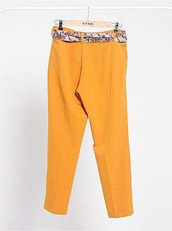 Calças slim fluidas com cinto lenço - Kiabi