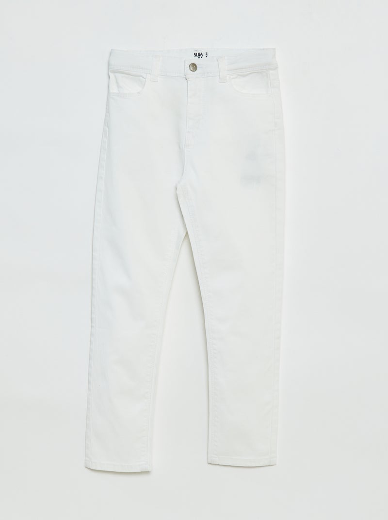 Calças slim/corte justo com 4 bolsos Branco - Kiabi