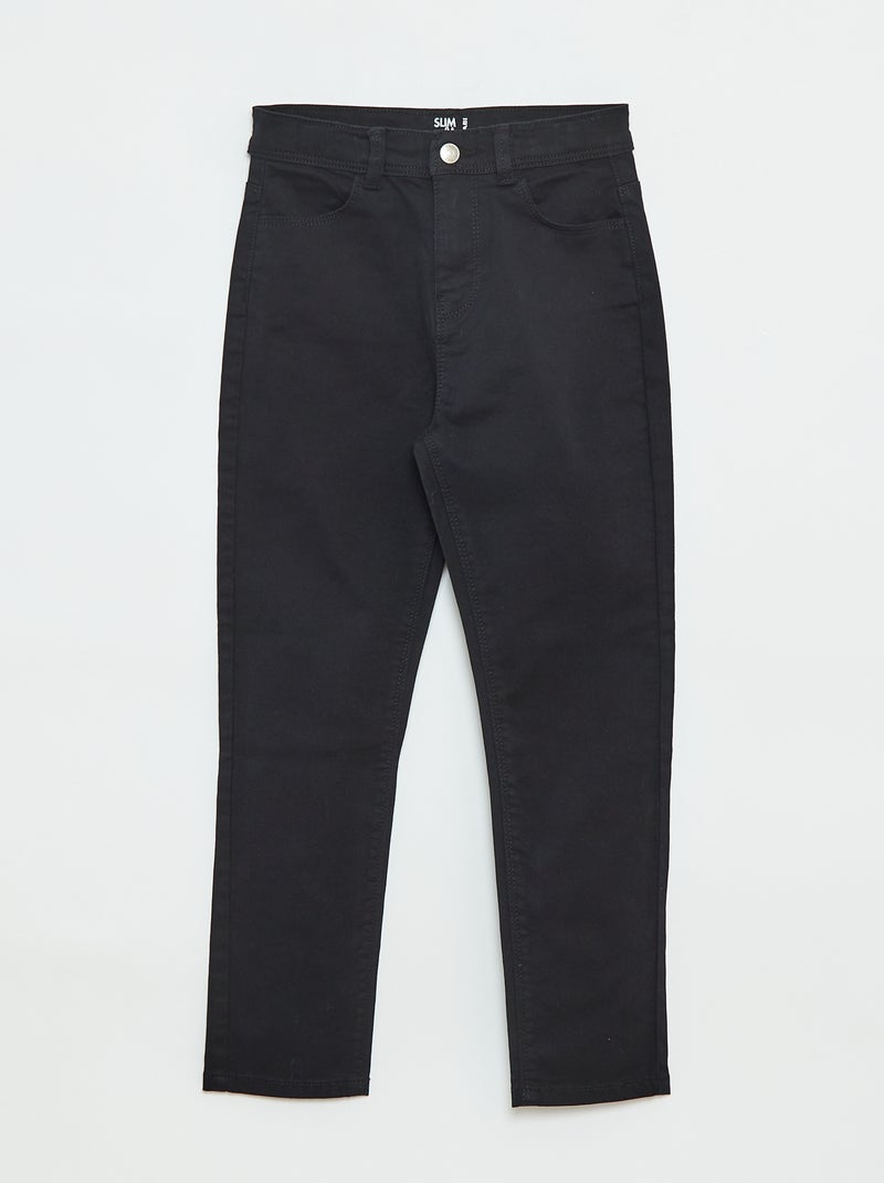 Calças slim/corte justo com 4 bolsos Preto - Kiabi