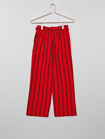 Menina 10-18 anos - Calças soltinhas com riscas - Kiabi