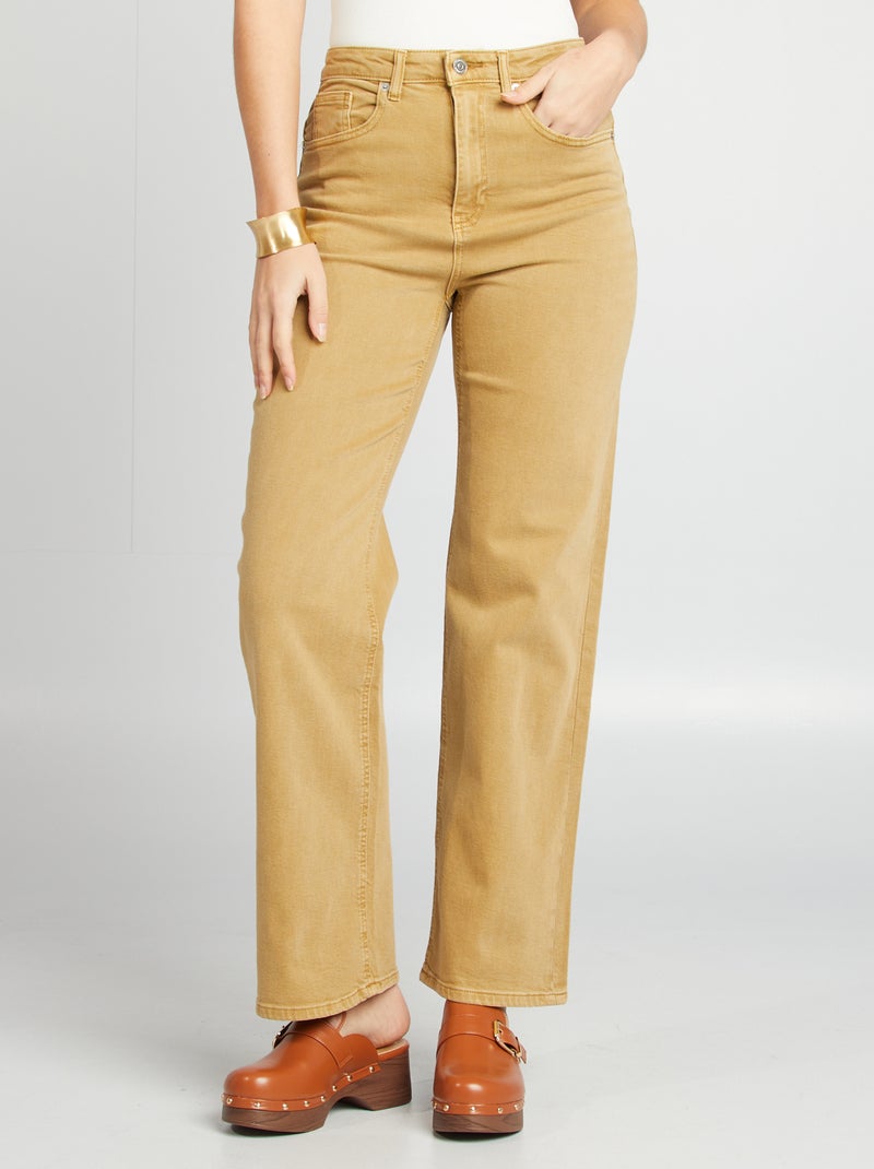 Calças straight em algodão elástico BEGE - Kiabi