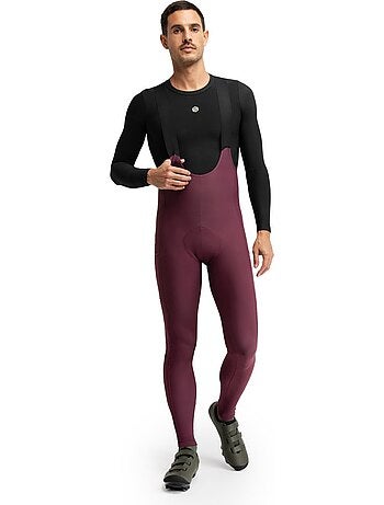Calças térmicas justas de ciclismo gravel com alças para homem