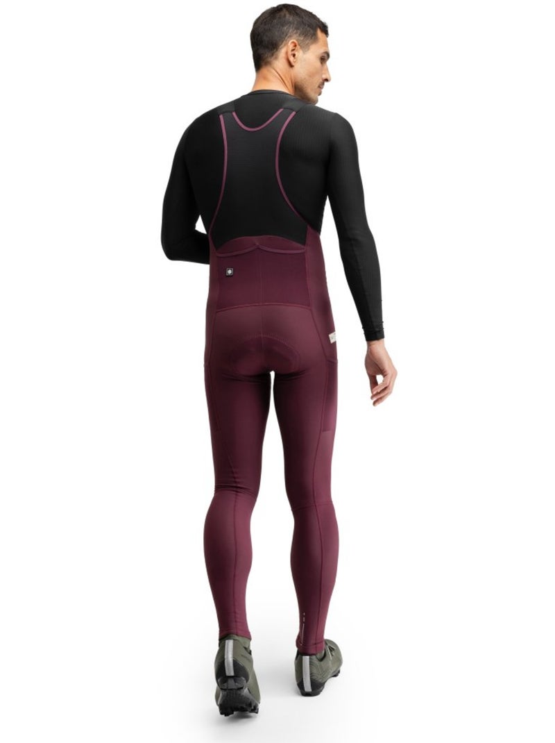 Calças térmicas justas de ciclismo gravel com alças para homem Vermelho - Kiabi