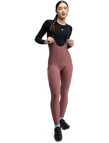 Calças térmicas justas de ciclismo gravel com alças para mulher