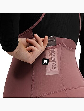 Calças térmicas justas de ciclismo gravel com alças para mulher