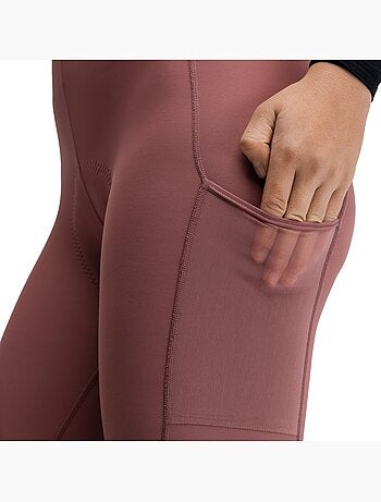 Calças térmicas justas de ciclismo gravel com alças para mulher
