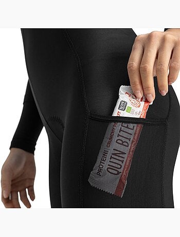 Calças térmicas justas de ciclismo gravel com alças para mulher