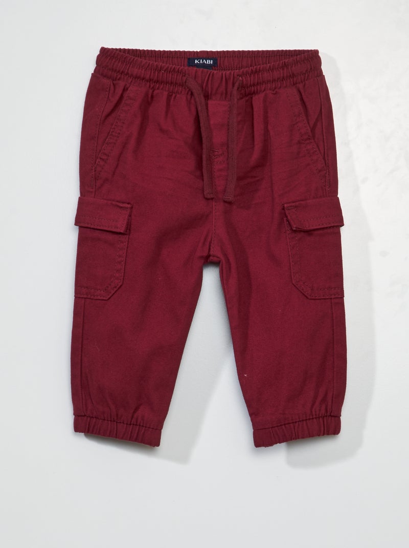 Calças tipo jogpant lisas VERMELHO - Kiabi