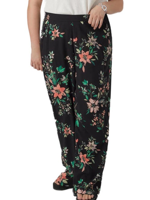 Calças Vero Moda Curve Easy Hw Wide com Padrão Preto/Rosa/Laranja para Mulher - Kiabi Calças Vero Moda Curve Easy Hw Wide com Padrão Preto/Rosa/Laranja para Mulher - Kiabi