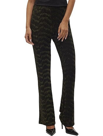 Calças Vero Moda Lucy Hw Glitter Pretas/Douradas para Mulher