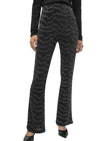 Calças Vero Moda Lucy Hw Glitter Pretas/Prateadas para Mulher
