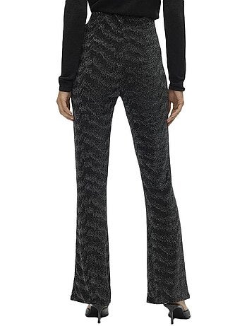 Calças Vero Moda Lucy Hw Glitter Pretas/Prateadas para Mulher