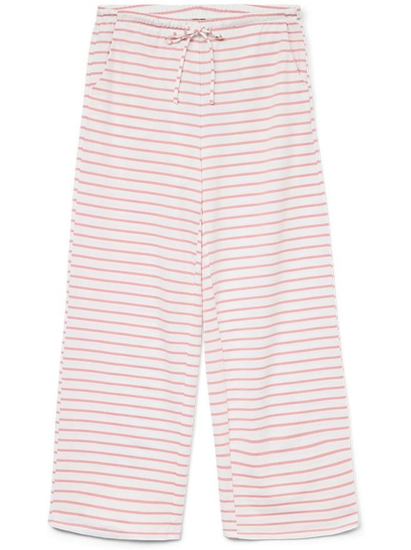 Calças Vero Moda Malma de Mulher com Riscas Brancas e Rosas Rosa - Kiabi