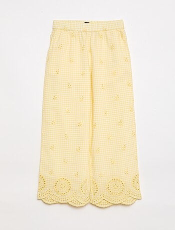 Calças vichy em algodão