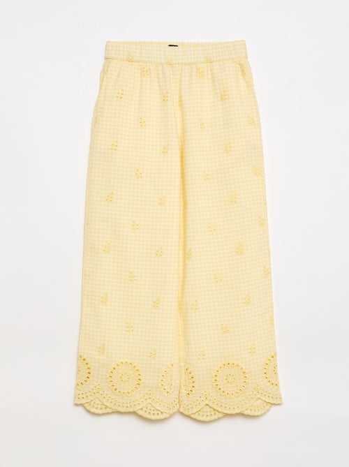 Calças vichy em algodão - Kiabi