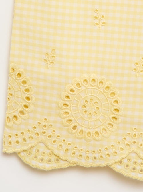 Calças vichy em algodão - Kiabi