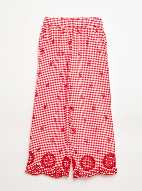 Calças vichy em algodão - Kiabi