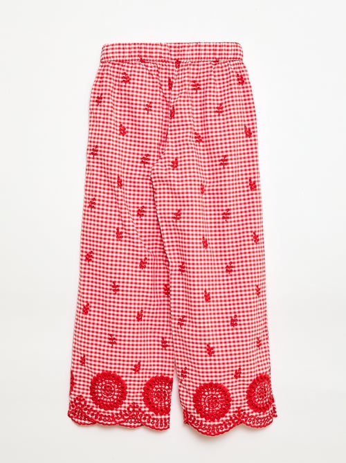 Calças vichy em algodão - Kiabi