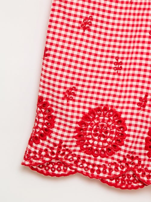 Calças vichy em algodão - Kiabi