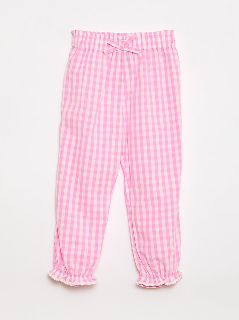 Calças vichy rosa em popeline de algodão Rosa - Kiabi