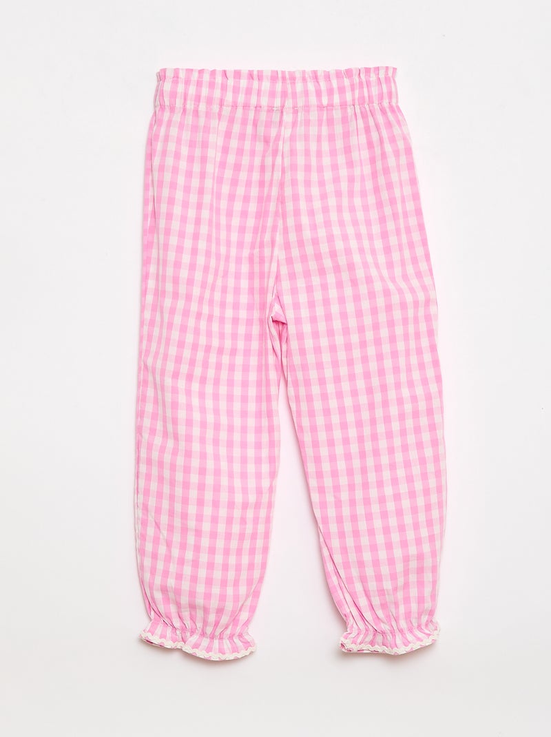 Calças vichy rosa em popeline de algodão Rosa - Kiabi