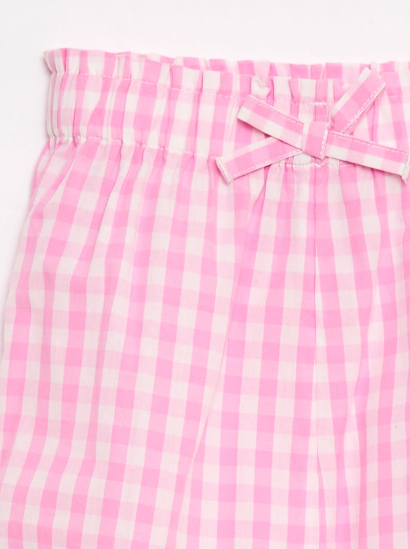 Calças vichy rosa em popeline de algodão Rosa - Kiabi