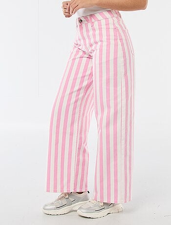 Calças wide leg às riscas