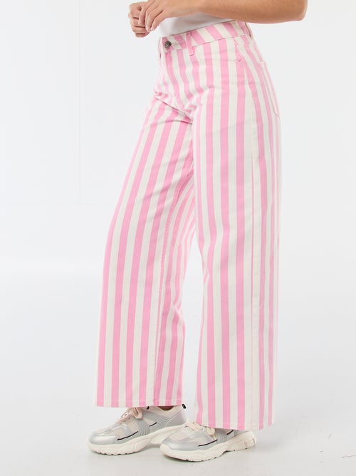 Calças wide leg às riscas - Kiabi