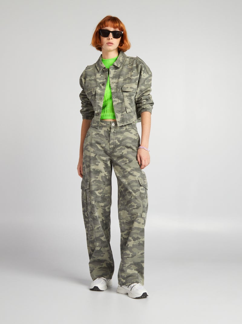 Calças wide leg Camuflagem - Kiabi