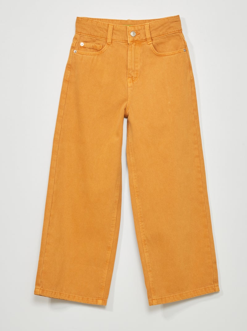Calças wide leg com 5 bolsos AMARELO - Kiabi