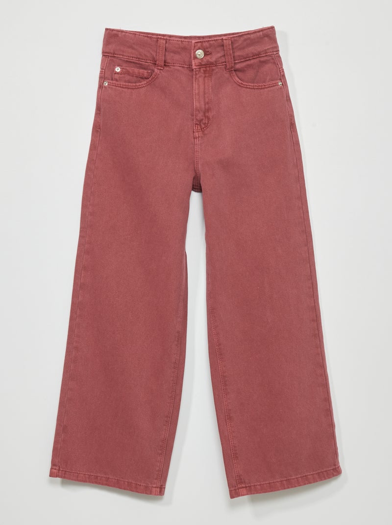 Calças wide leg com 5 bolsos Bordô escuro - Kiabi
