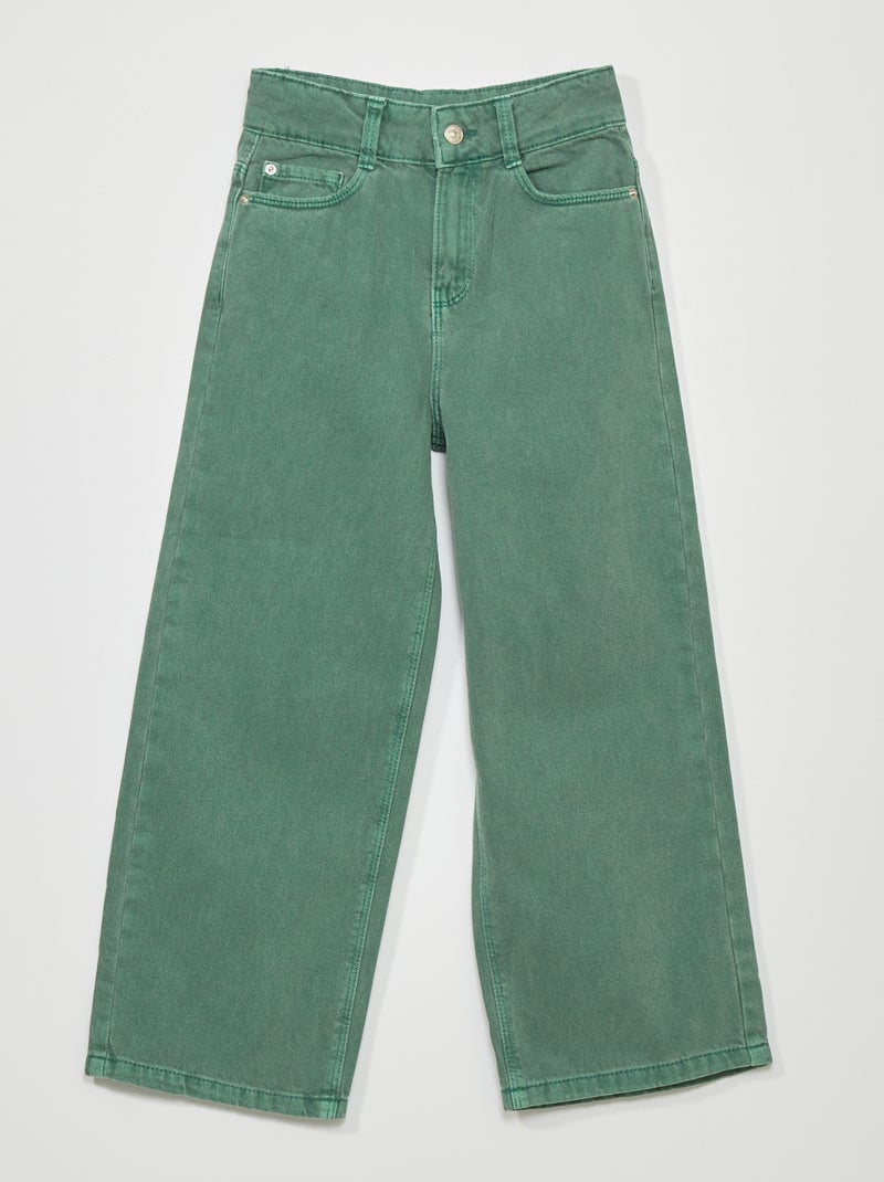 Calças wide leg com 5 bolsos Verde - Kiabi