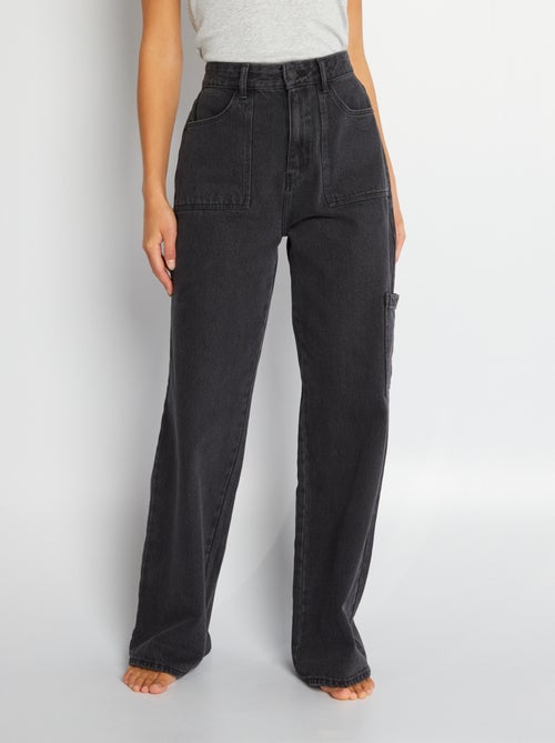 Calças wide leg com bolsos de chapa - Kiabi
