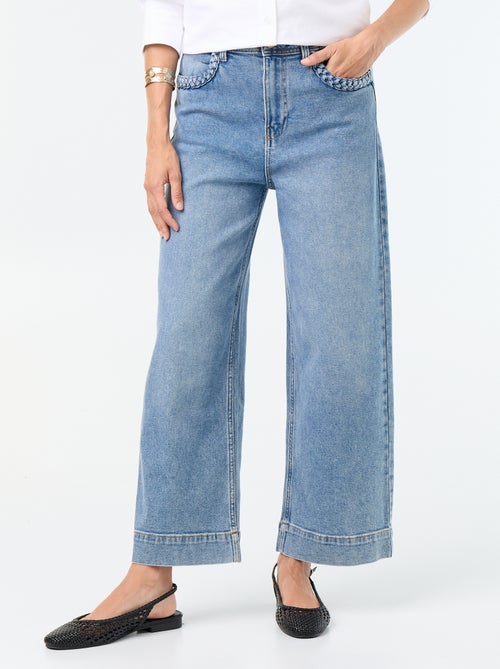 Calças wide leg com bolsos entrançados - Kiabi Calças wide leg com bolsos entrançados - Kiabi