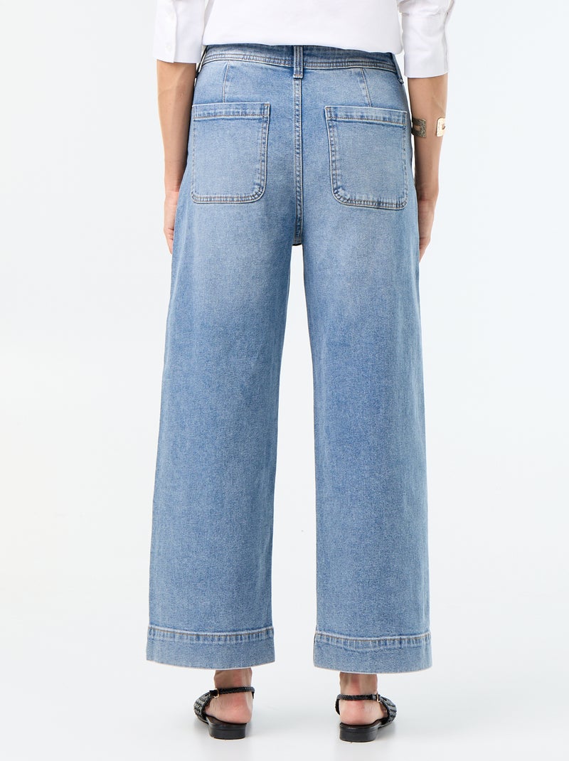 Calças wide leg com bolsos entrançados Azul - Kiabi