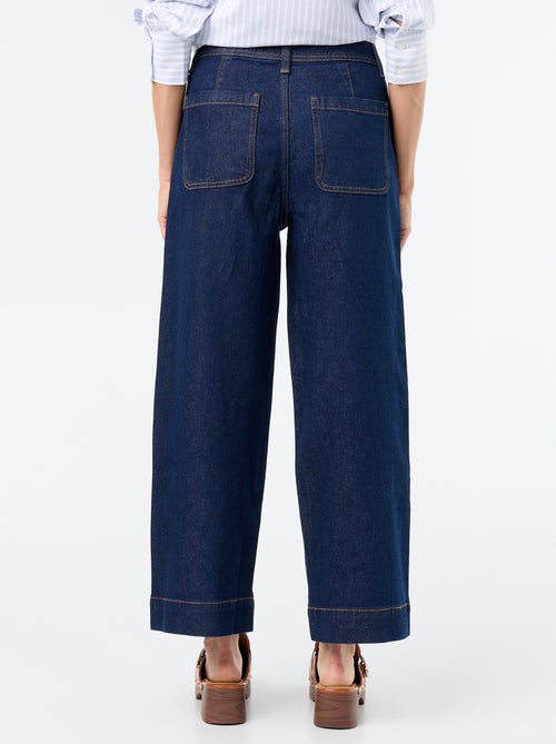 Calças wide leg com bolsos entrançados - Kiabi Calças wide leg com bolsos entrançados - Kiabi