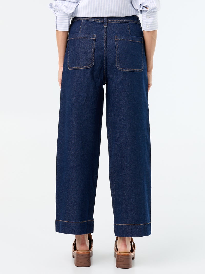 Calças wide leg com bolsos entrançados Azul - Kiabi