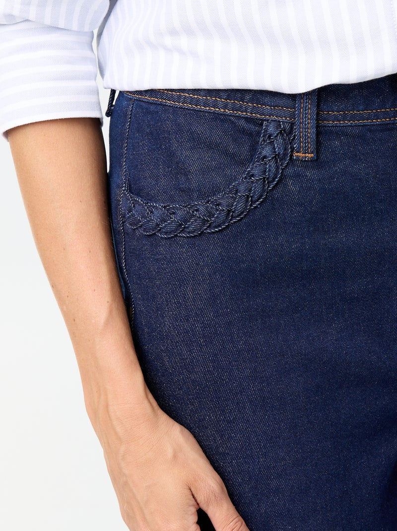 Calças wide leg com bolsos entrançados Azul - Kiabi
