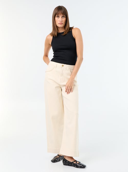 Calças wide leg com bolsos entrançados - Kiabi