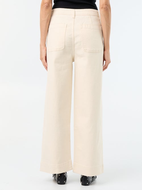 Calças wide leg com bolsos entrançados - Kiabi