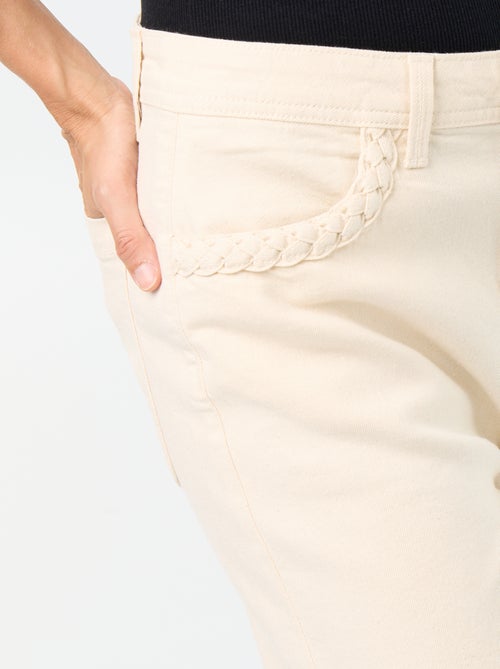 Calças wide leg com bolsos entrançados - Kiabi