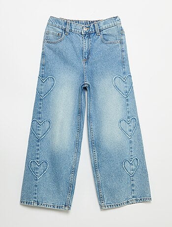 Calças wide leg com bordados