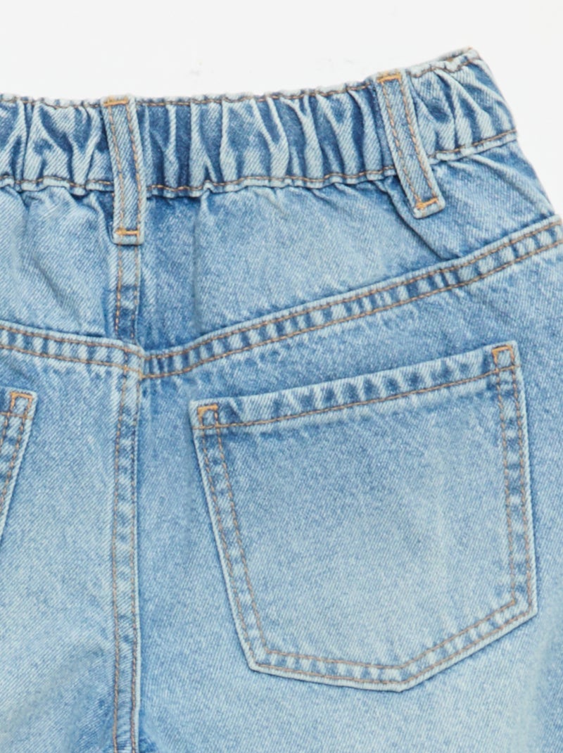 Calças wide leg com bordados Azul - Kiabi