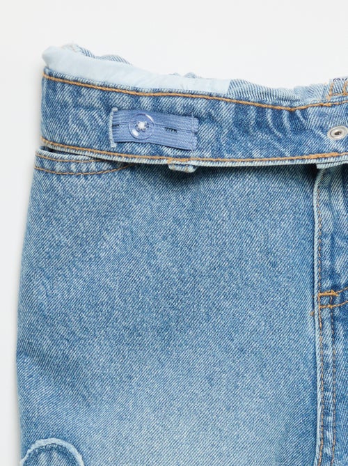 Calças wide leg com bordados - Kiabi