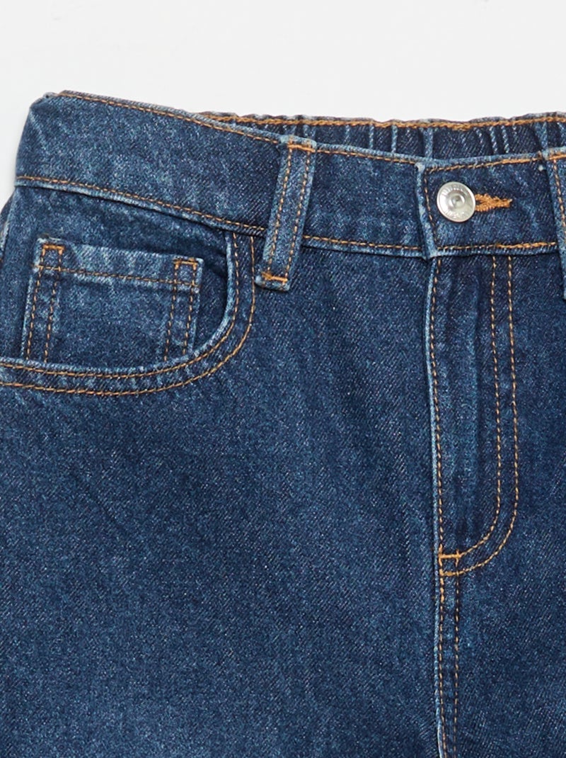 Calças wide leg com bordados Azul - Kiabi