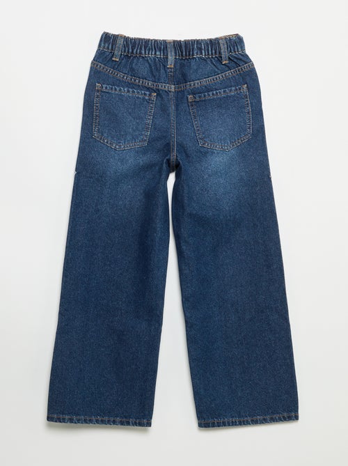 Calças wide leg com bordados - Kiabi